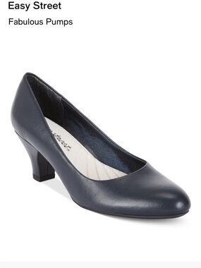 Easy street Classic Navy Mid-Heel Pumps - Comfort Dress Shoe sz 8.5